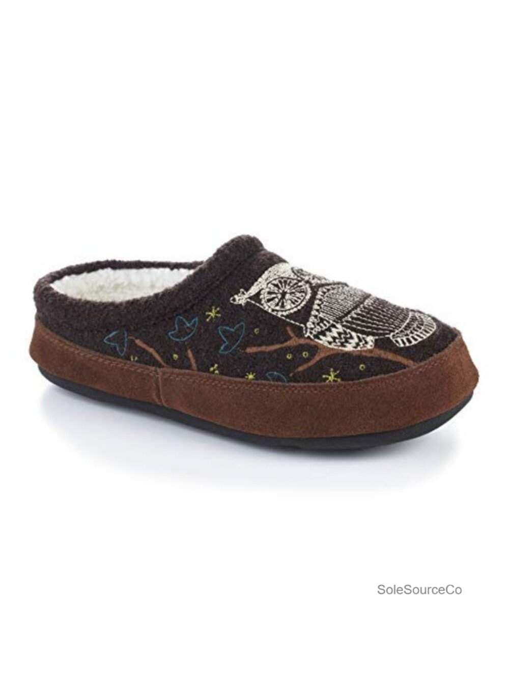 Acorn Women's Boiled Wool Slippers with Berber Lining, Suede Side, Non-Slip